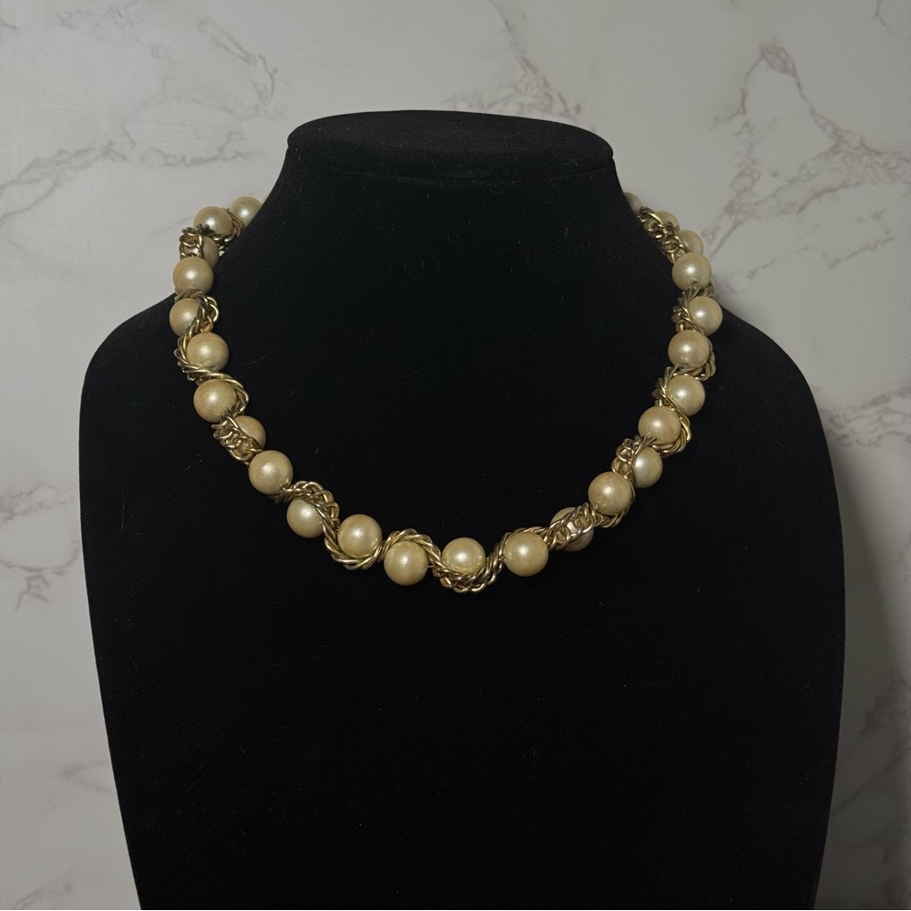 Gold and Cream Pearl Necklace
